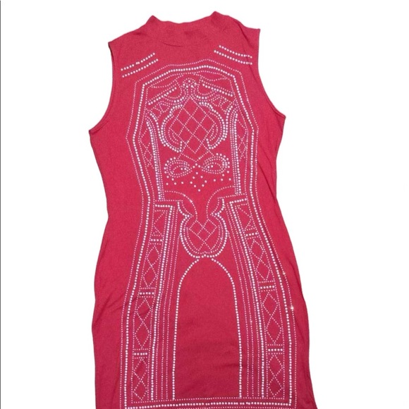 Red studded body on dress - Picture 2 of 5